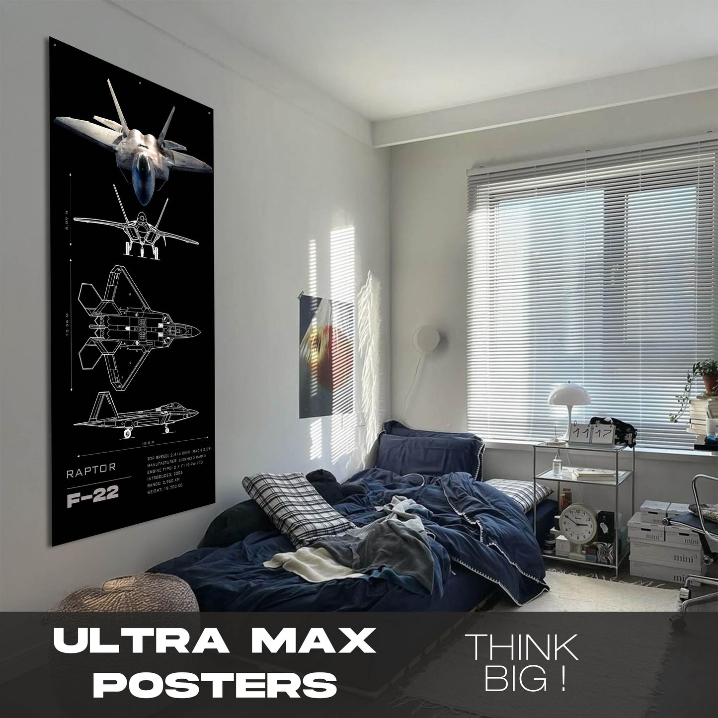 Fighter Jet F22 Raptor Schematics - Ultra Max Poster