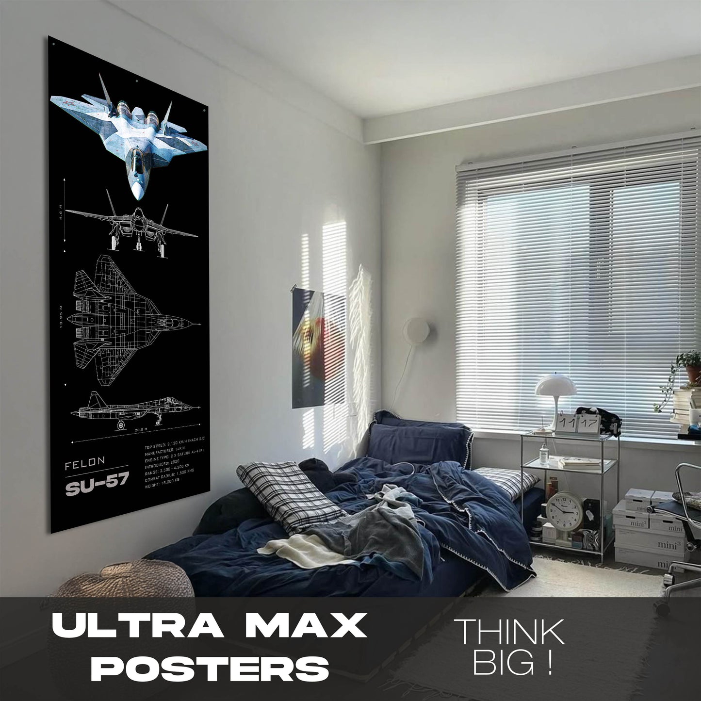 SU 57 Felon Blueprint - Ultra Max Poster