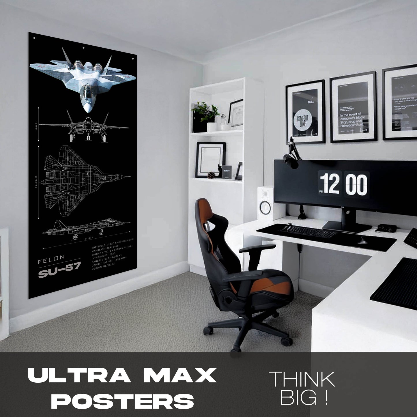 SU 57 Felon Blueprint - Ultra Max Poster
