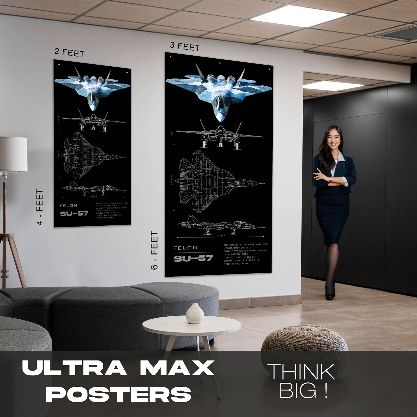 SU 57 Felon Blueprint - Ultra Max Poster