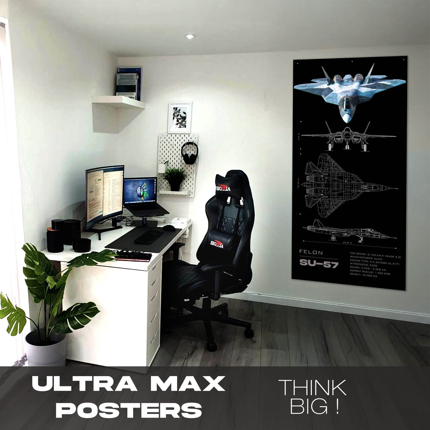 SU 57 Felon Blueprint - Ultra Max Poster