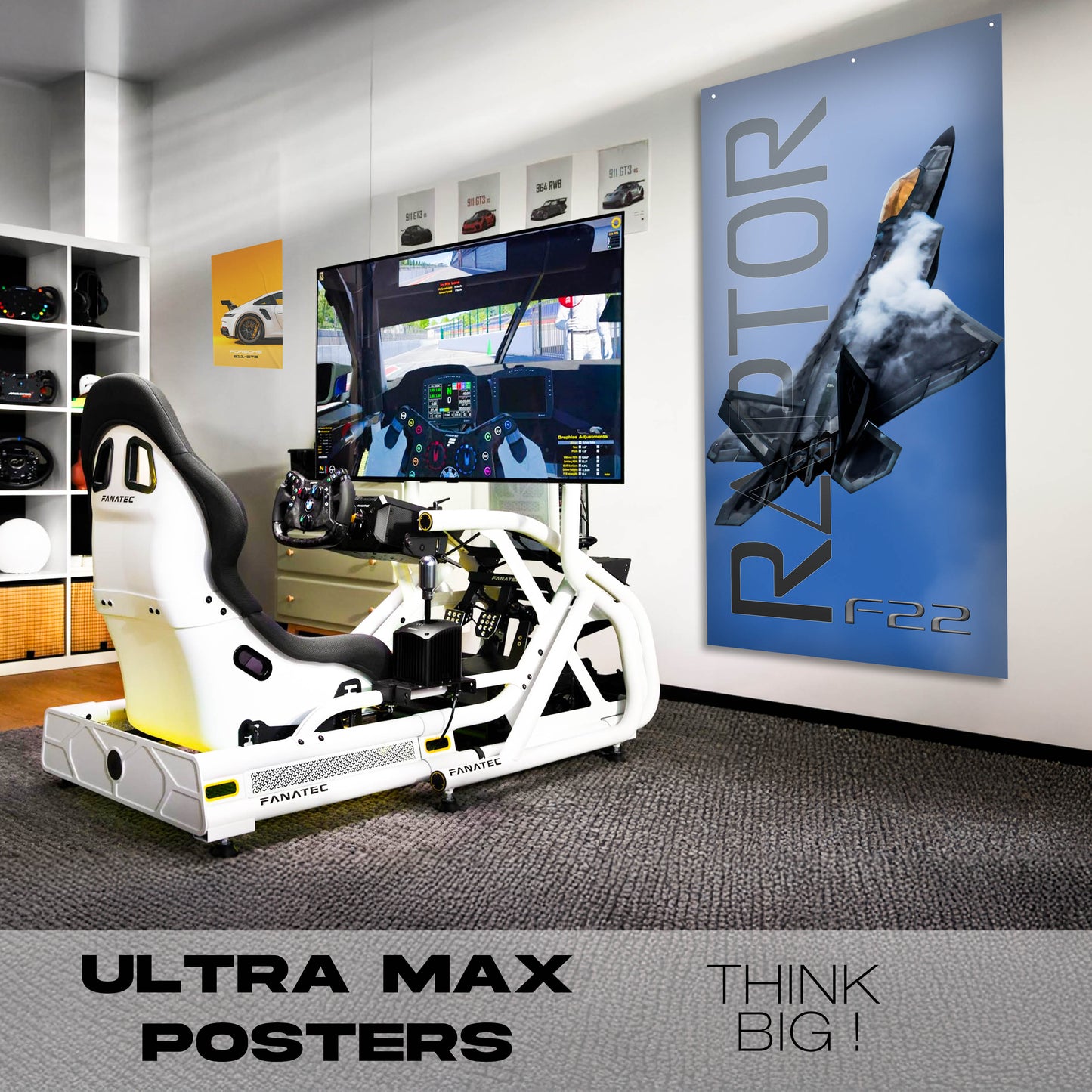 Fighter Jet F22 Raptor Blue Sky - Ultra Max Poster
