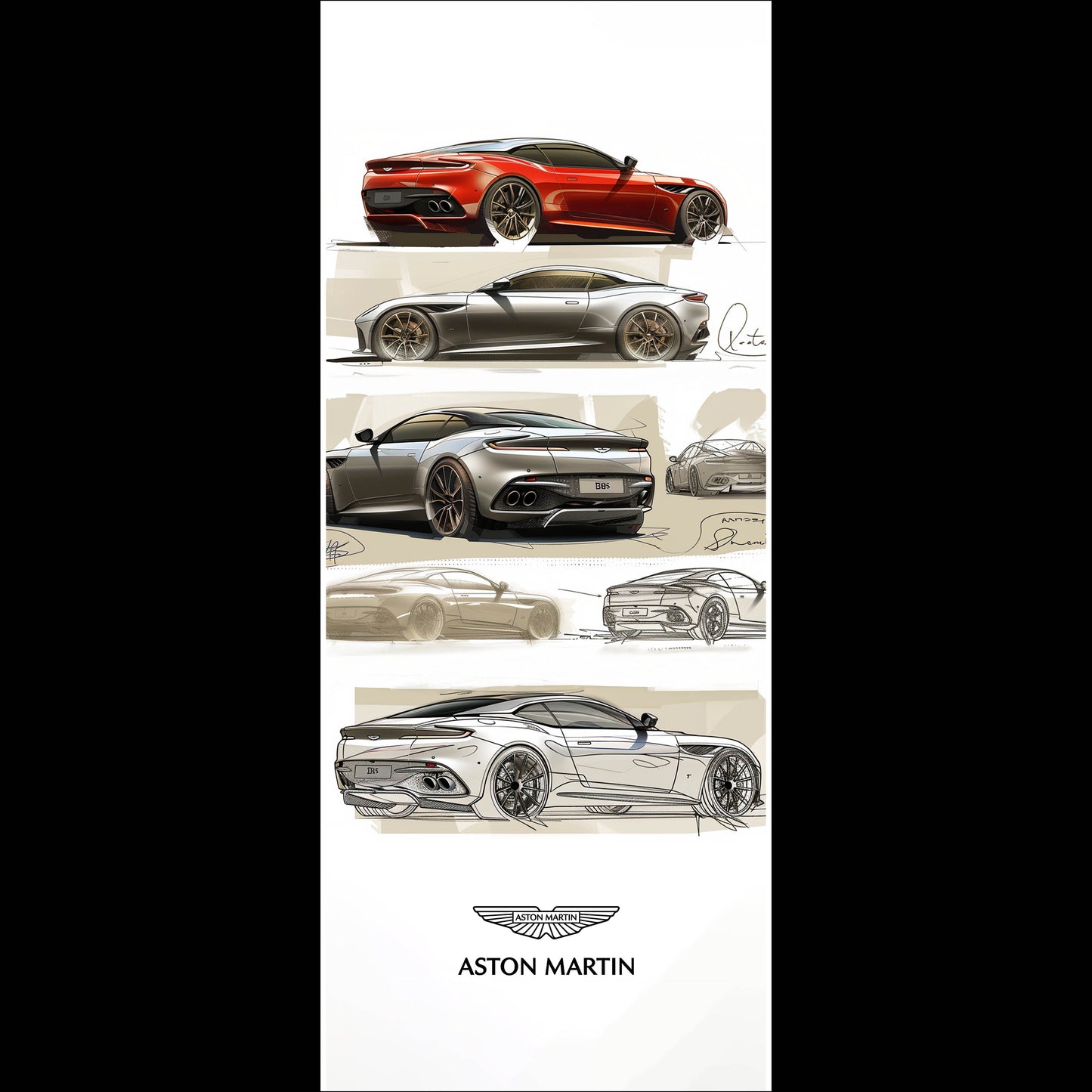 Aston Martin Drawing - Long Poster