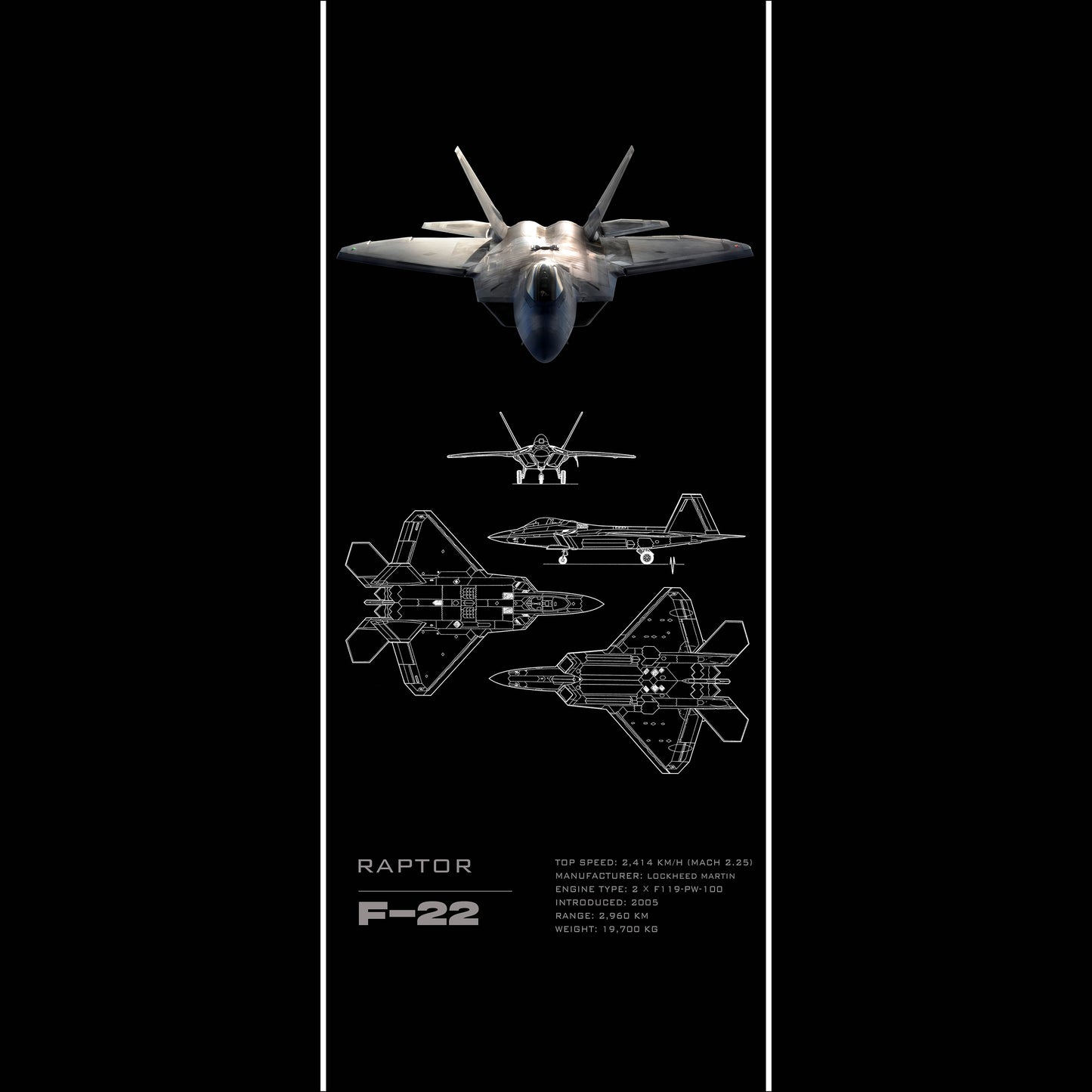 Fighter Jet F22 Raptor - Long Poster