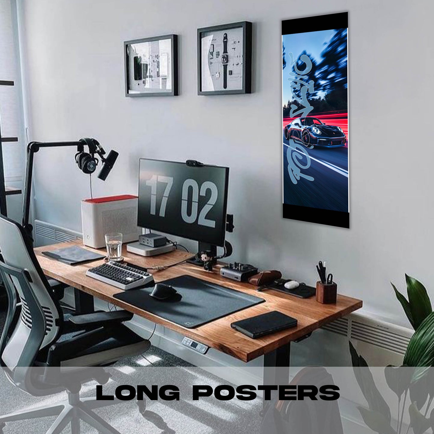 Porsche 911 Black Driving - Long Poster