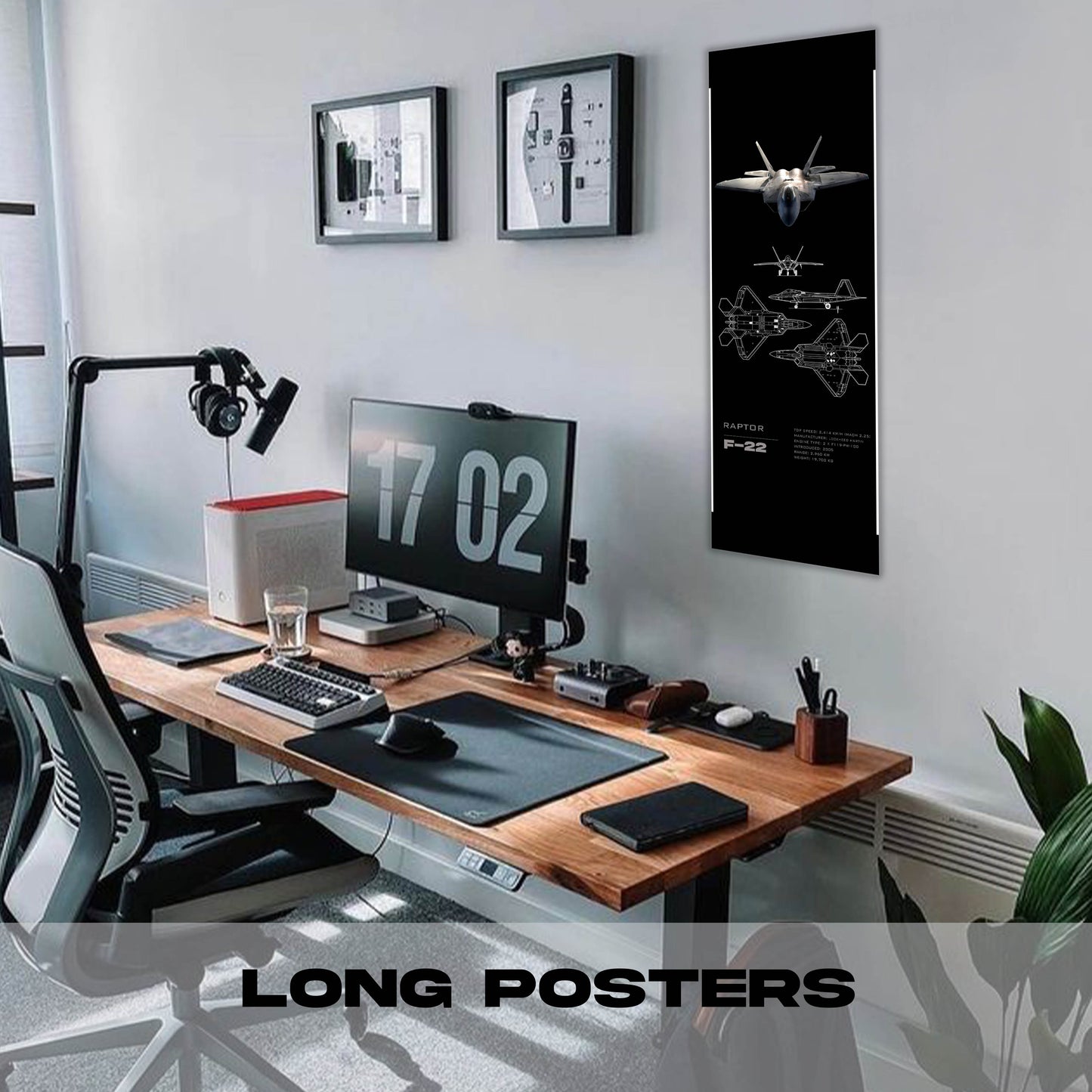 Fighter Jet F22 Raptor - Long Poster