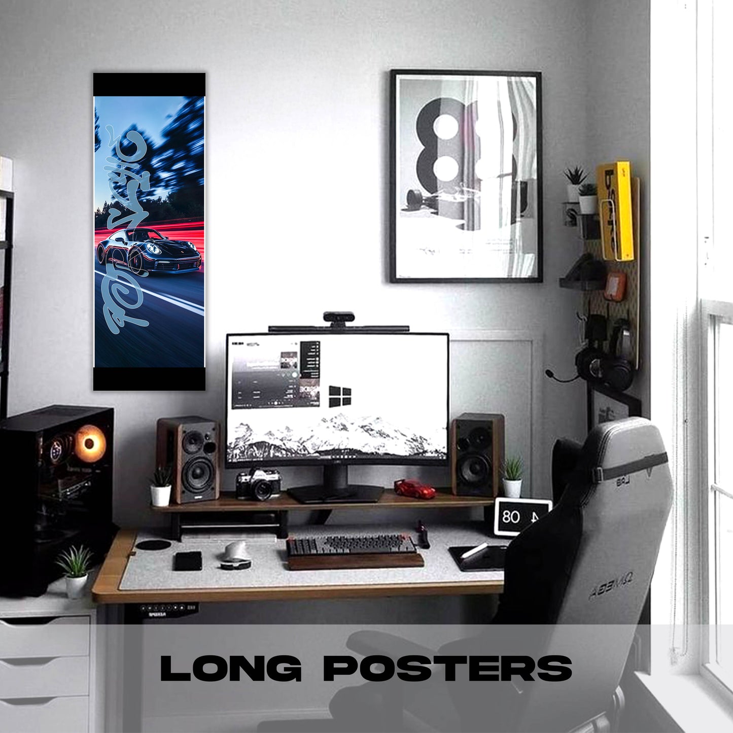 Porsche 911 Black Driving - Long Poster