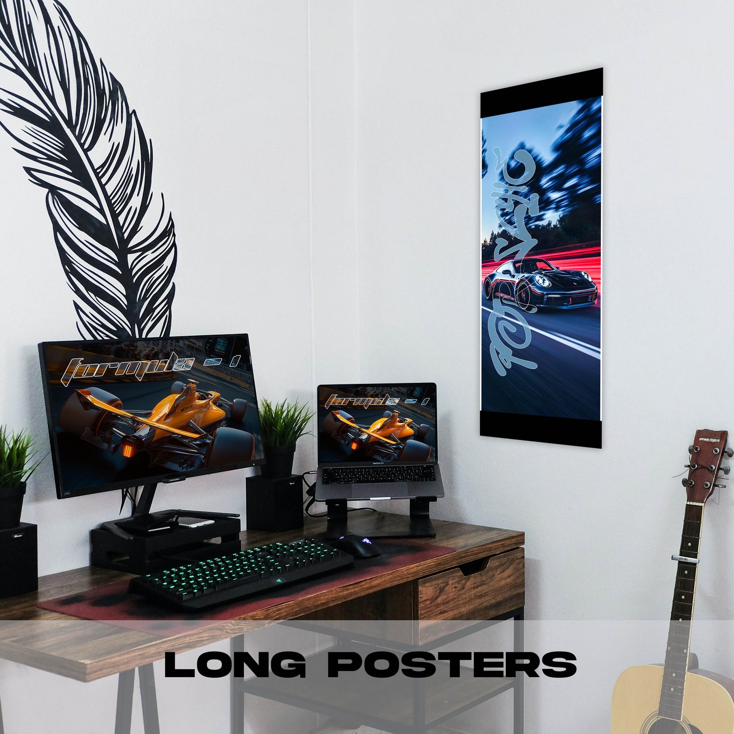 Porsche 911 Black Driving - Long Poster