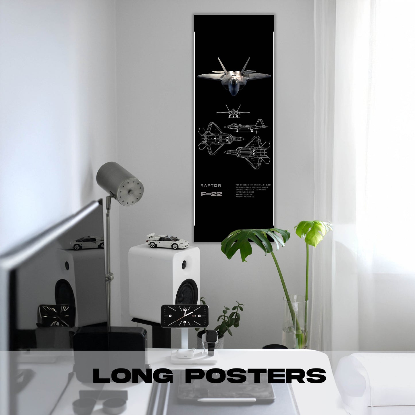 Fighter Jet F22 Raptor - Long Poster