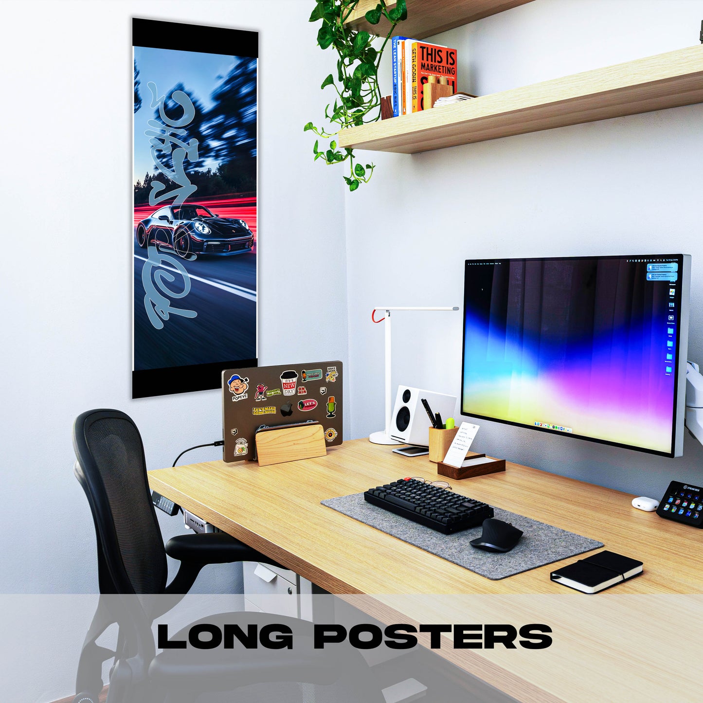 Porsche 911 Black Driving - Long Poster