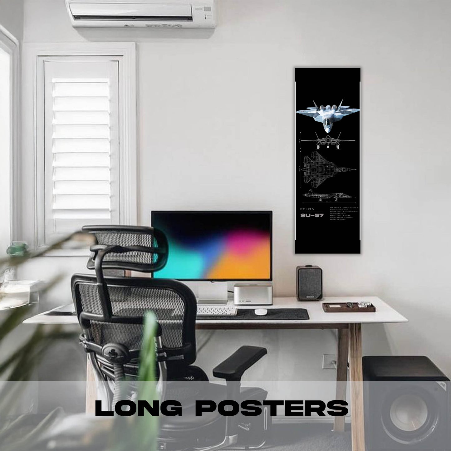 Su 57 Blueprint 2 - Long Poster