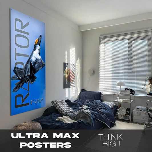 Fighter Jet F22 Raptor Blue Sky - Ultra Max Poster