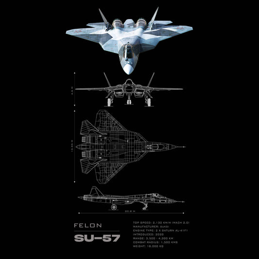 SU 57 Felon Blueprint - Ultra Max Poster