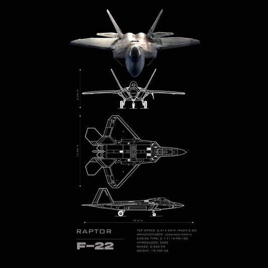 Fighter Jet F22 Raptor Schematics - Ultra Max Poster