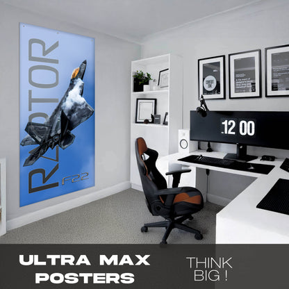 Fighter Jet F22 Raptor Blue Sky - Ultra Max Poster