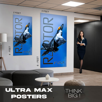 Fighter Jet F22 Raptor Blue Sky - Ultra Max Poster