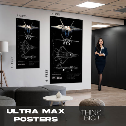 Fighter Jet F22 Raptor Schematics - Ultra Max Poster