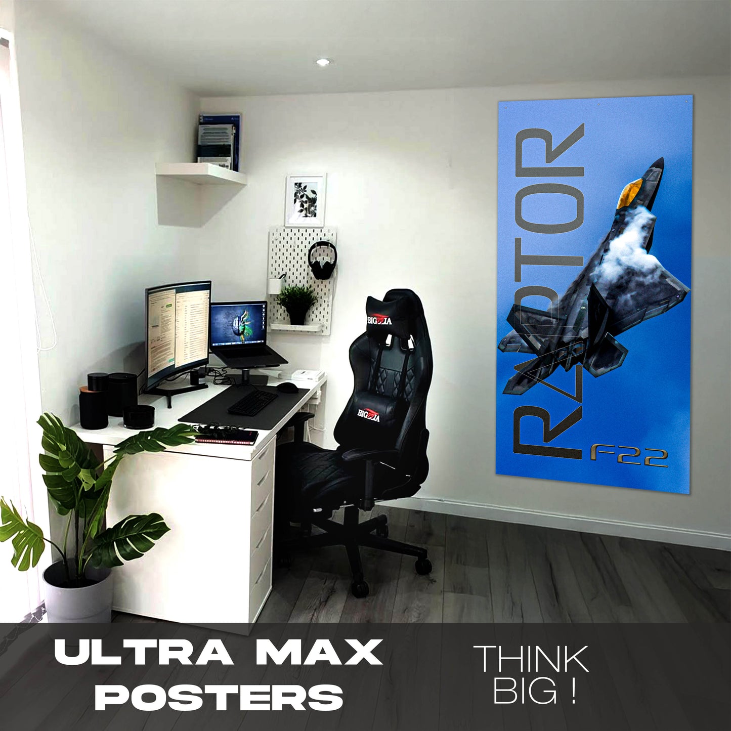 Fighter Jet F22 Raptor Blue Sky - Ultra Max Poster