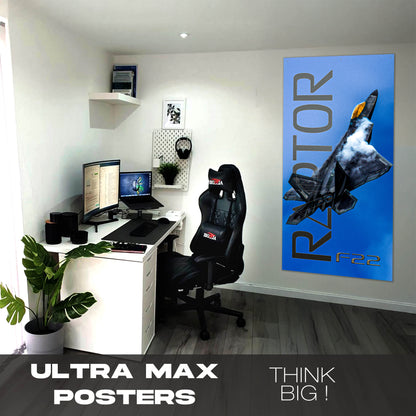 Fighter Jet F22 Raptor Blue Sky - Ultra Max Poster