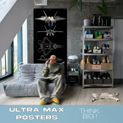 Fighter Jet F22 Raptor Schematics - Ultra Max Poster