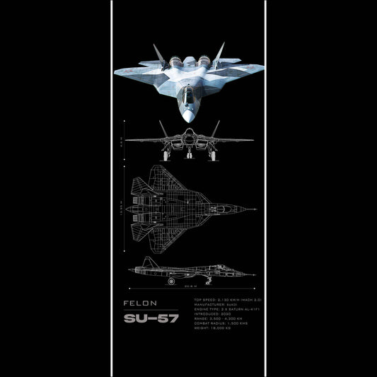 Su 57 Blueprint 2 - Long Poster