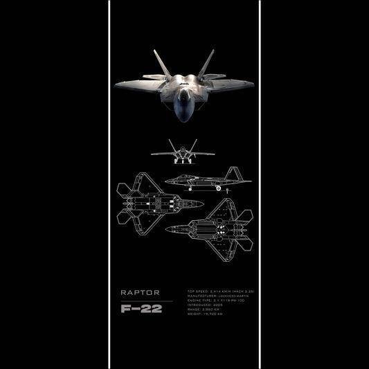 Fighter Jet F22 Raptor - Long Poster