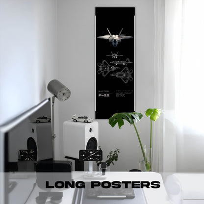Fighter Jet F22 Raptor - Long Poster