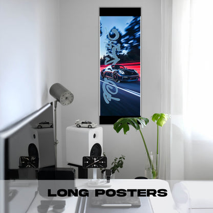 Porsche 911 Black Driving - Long Poster
